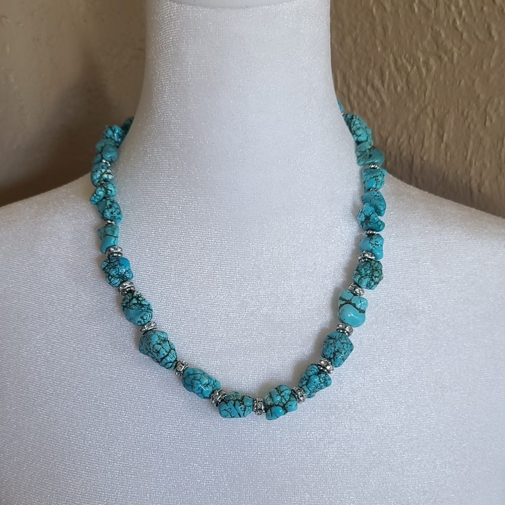 Faux Turquoise Beaded Necklace